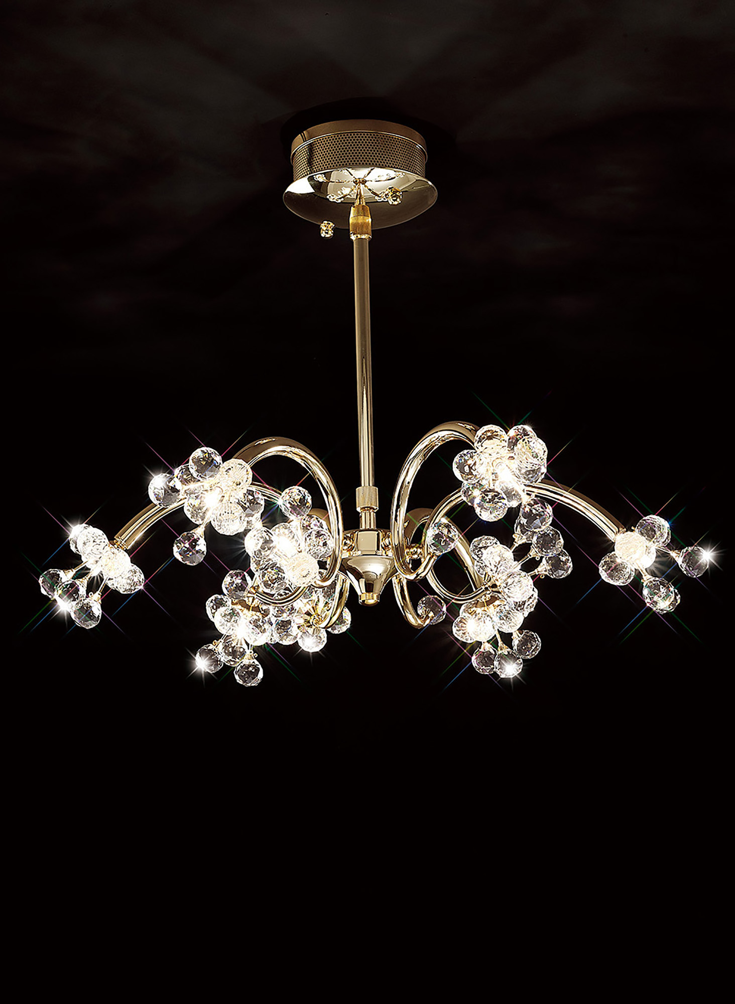 Octavia Crystal Ceiling Lights Diyas Multi Arm Crystal Fittings